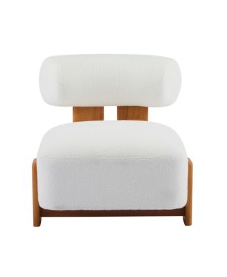Modern Boucle Lounge Chair, 27.25" Upholstered Accent Chair with Solid Wood Frame and Rolled Backrest for Living Room, Bedroom