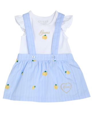 Baby Girls' Short Sleeve Bodysuit and Poplin Yarn Dye Stripe Skirtall, 2-Piece Set