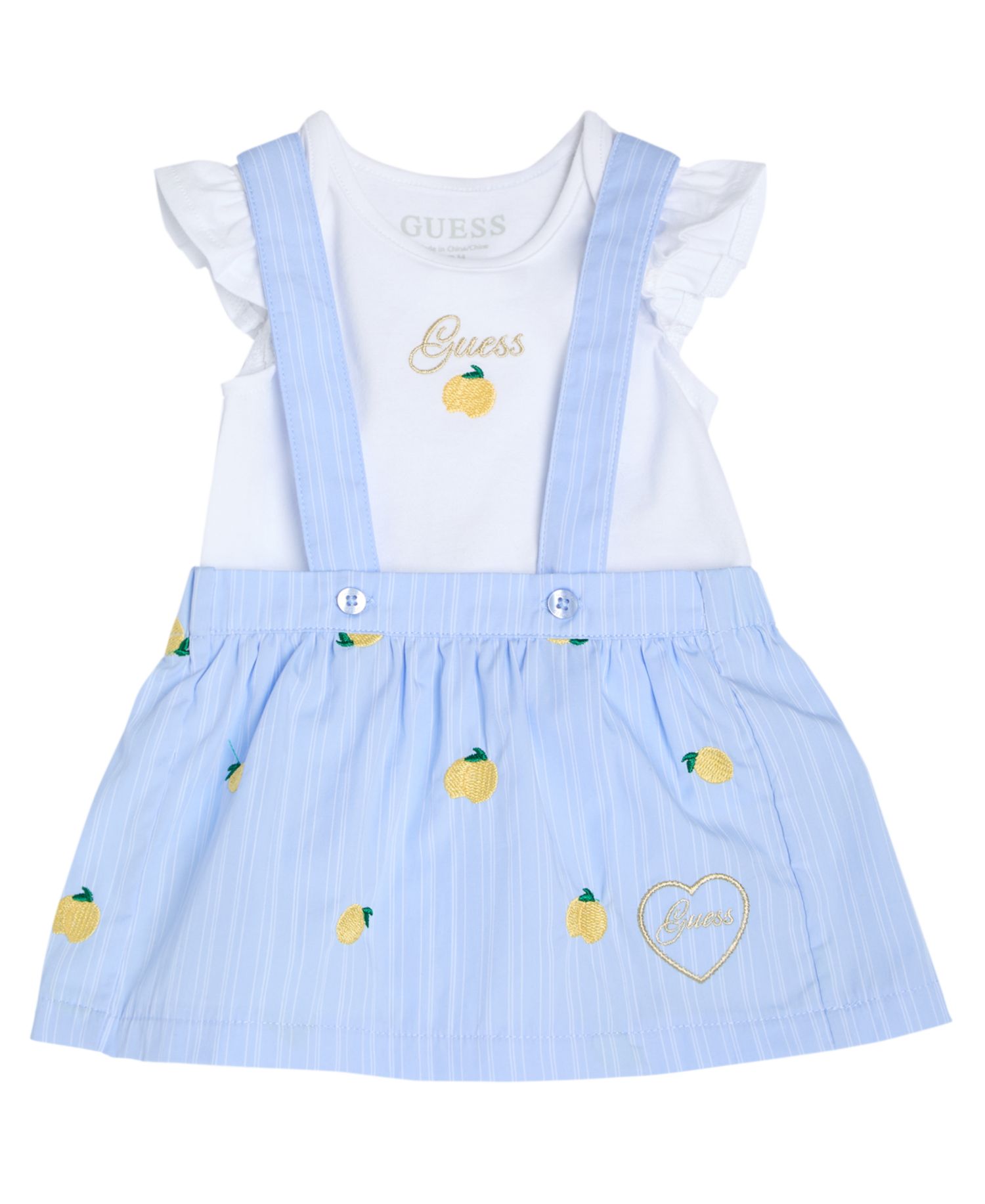 Baby Girls' Short Sleeve Bodysuit and Poplin Yarn Dye Stripe Skirtall, 2-Piece Set