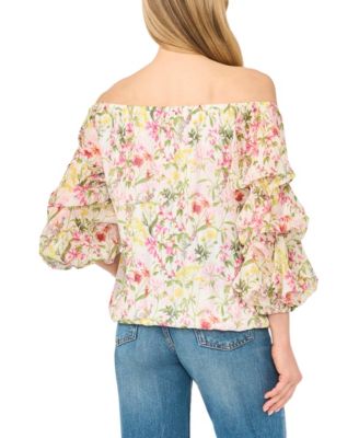 Women's Off-The-Shoulder Long-Bubble-Sleeve Top