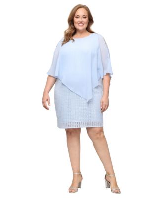 Plus Size Asymmetric Overlay Crochet Lace Sheath Dress