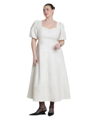 Women's Plus Size Faux Leather Puff Sleeve Maxi Dress