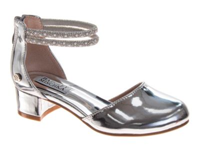 Little Girls Metallic Mary Jane Heel with Pearl & Rhinestone Straps (Little Kid-Big Kid)