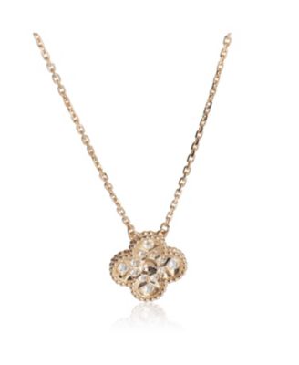 Van Cleef & Arpels Rose Gold Diamond Vintage Alhambra Pendant