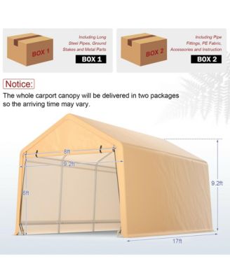 9x17 ft Heavy Duty Carport Canopy PE Car Tent Steel Outdoor Garage Shelter