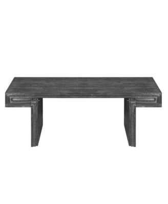 Vintage Industrial Coffee Table, Rectangular Wood Center Table with Thicken Wood Table Top for Living Room