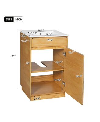 20" Farmhouse Natural Bathroom Vanity with Sink, Rectangular Ceramic Top, Soft Close Door & Adjustable Shelf for Small Space