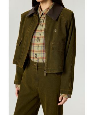 Women's Contrast Collar Utility Cropped Jacket