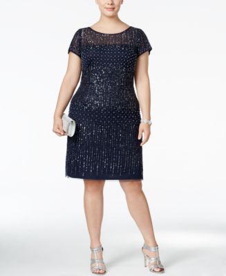 Adrianna Papell Plus Size Beaded Cocktail Dress - Dresses - Women - Macy's