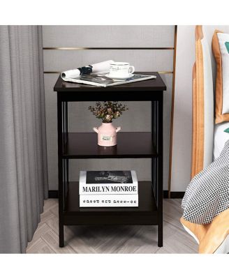 2 Pieces 3-Tier Nightstand with Reinforced Bars and Stable Structure