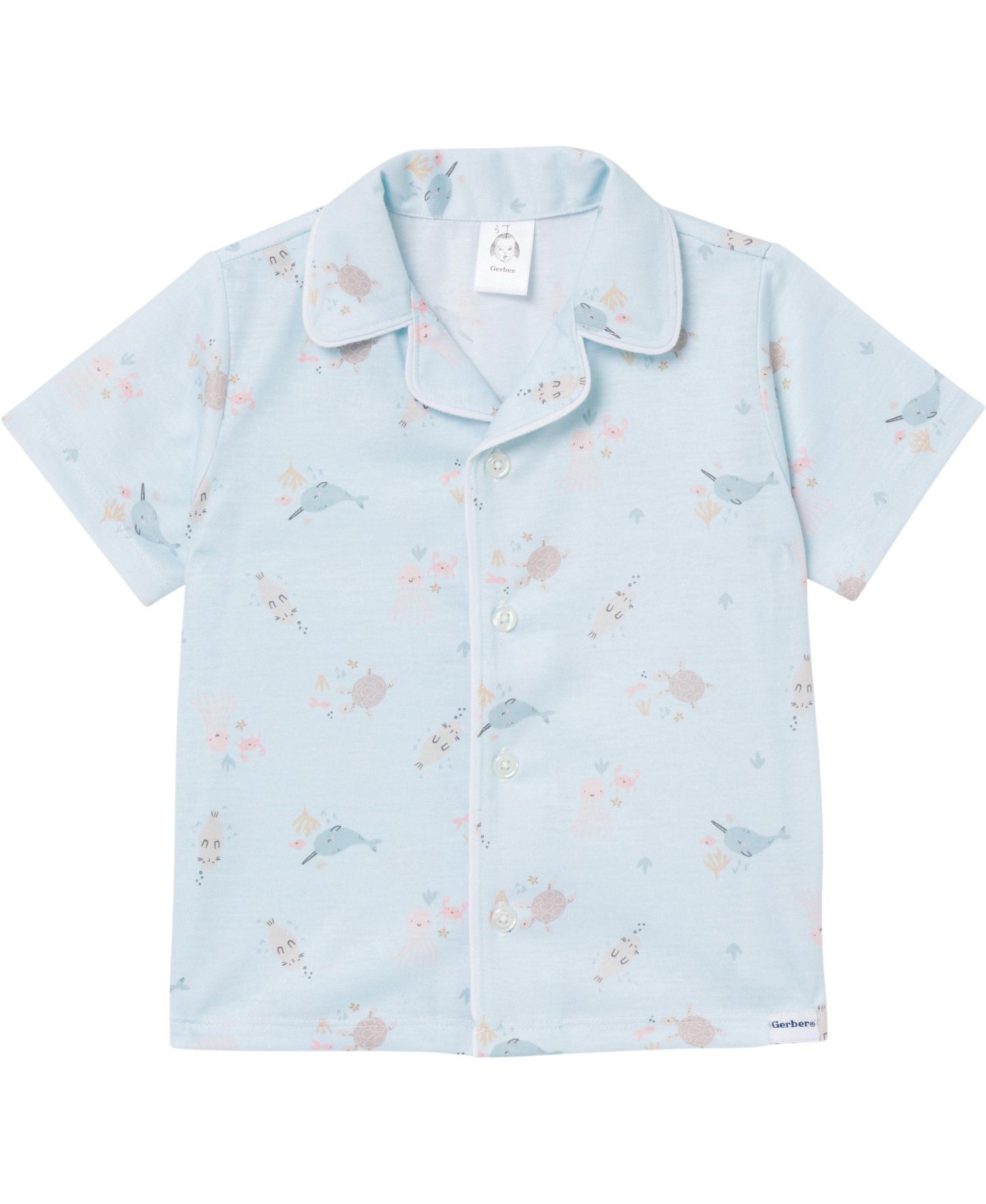 Baby Girls 2-Piece Button Up Pajama Shorts Set