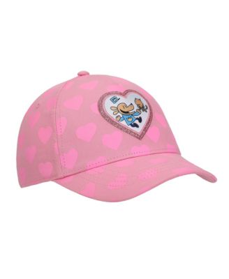 Girls Glitter Heart Youth Pink Traditional Adjustable Hat