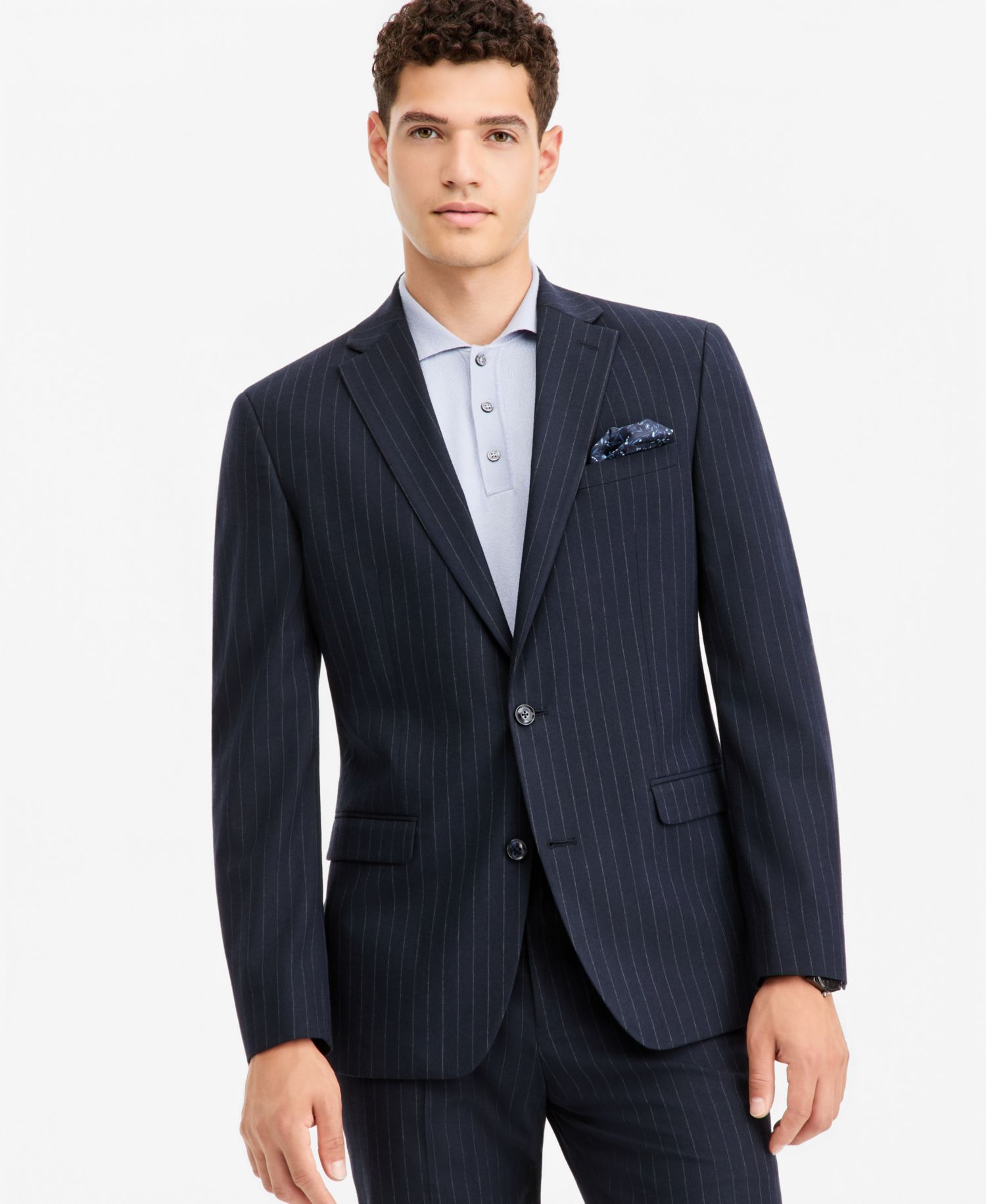 Men's Slim-Fit Navy Pinstripe Suit Separates Jacket