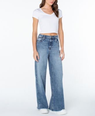 Women's Wide-Leg Fray-Hem Jeans