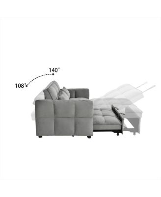 3-in-1 Velvet Pull Out Sleeper Sofa Bed with Adjustable Backrest