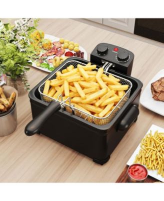 Electric Deep Fryer 5.3QT/21-Cup Stainless Steel 1700W with Triple Basket