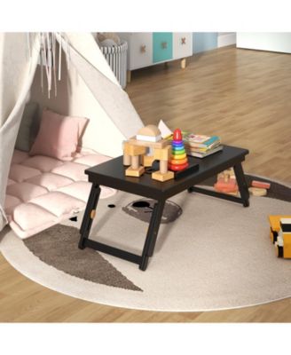 Adjustable Bamboo Laptop Desk with Tilting Top and Storage Drawer