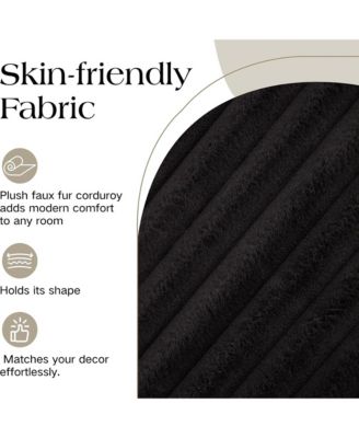 30.9" Wide Upholstered Round Ottoman, Faux Fur Footstool with Wooden Open Storage Shelf and Metal Legs for Living Room