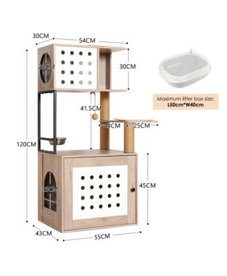   Cat Tree with Litter Box Enclosure, Hammock and Scratching Posts