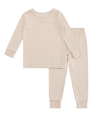 Toddler Boys Sandstone Gingham Pajama Set