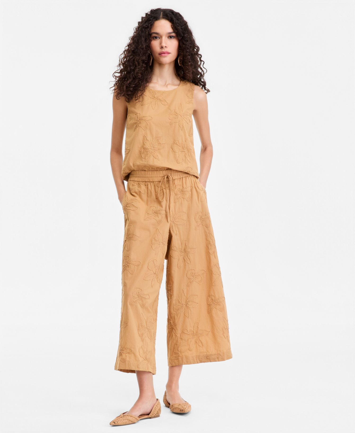 Women's Embroidered Cotton Cropped Pants