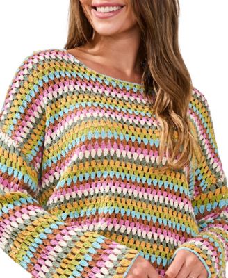 Women's Stripe Bell-Sleeve Sweater