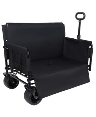 Outdoor Storage 3-in-1 Collapsible Foldable Wagon Cart with Bench Seat & Storage Heavy Duty Utility Cart For Camping