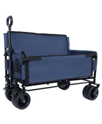Outdoor Storage 3-in-1 Collapsible Foldable Wagon Cart with Bench Seat & Storage Heavy Duty Utility Cart For Camping