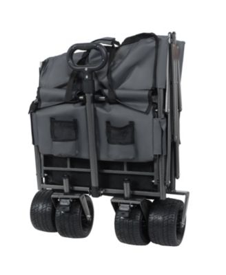 Outdoor Storage 3-in-1 Collapsible Foldable Wagon Cart with Bench Seat & Storage Heavy Duty Utility Cart For Camping