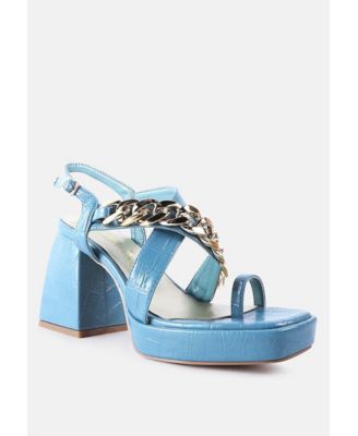 Womens Frecklin Metal Chain Block Heel Sandals