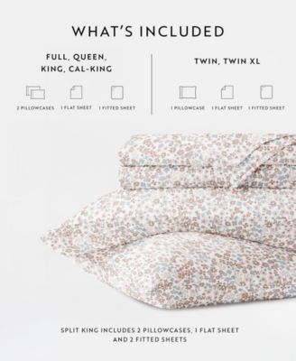 Long Staple 300-Thread Count Cotton Pattern 4-Pc. Sheet Set, California King