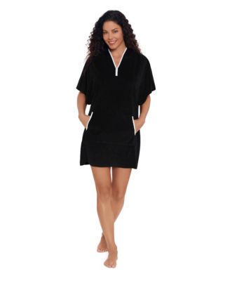 Women's V-Neck Hooded Swim Cover-Up Dress