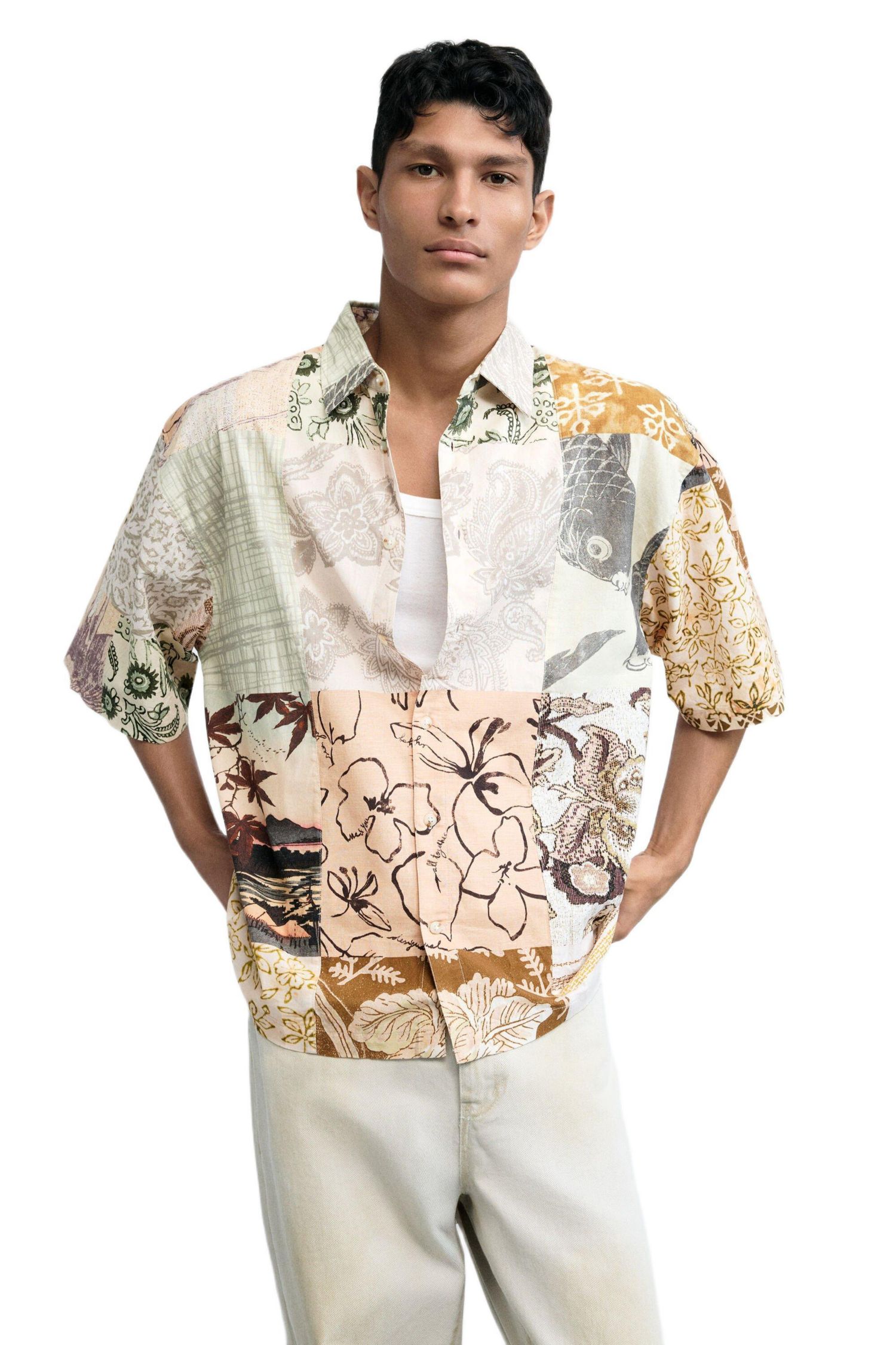 Men's Oriental patch shirt