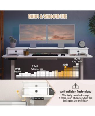 Height Adjustable Electric Standing Desk with Two Drawers