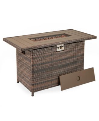 44.5 in Rattan Propane Fire Pit Table with Steel Burner