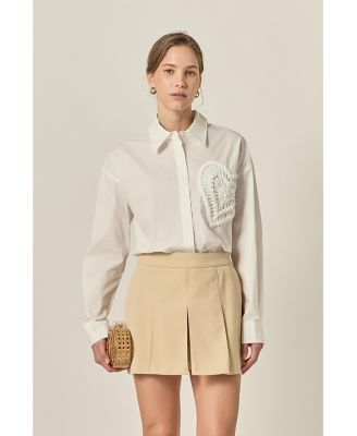 Women's Pearl Heart Button up Shirt