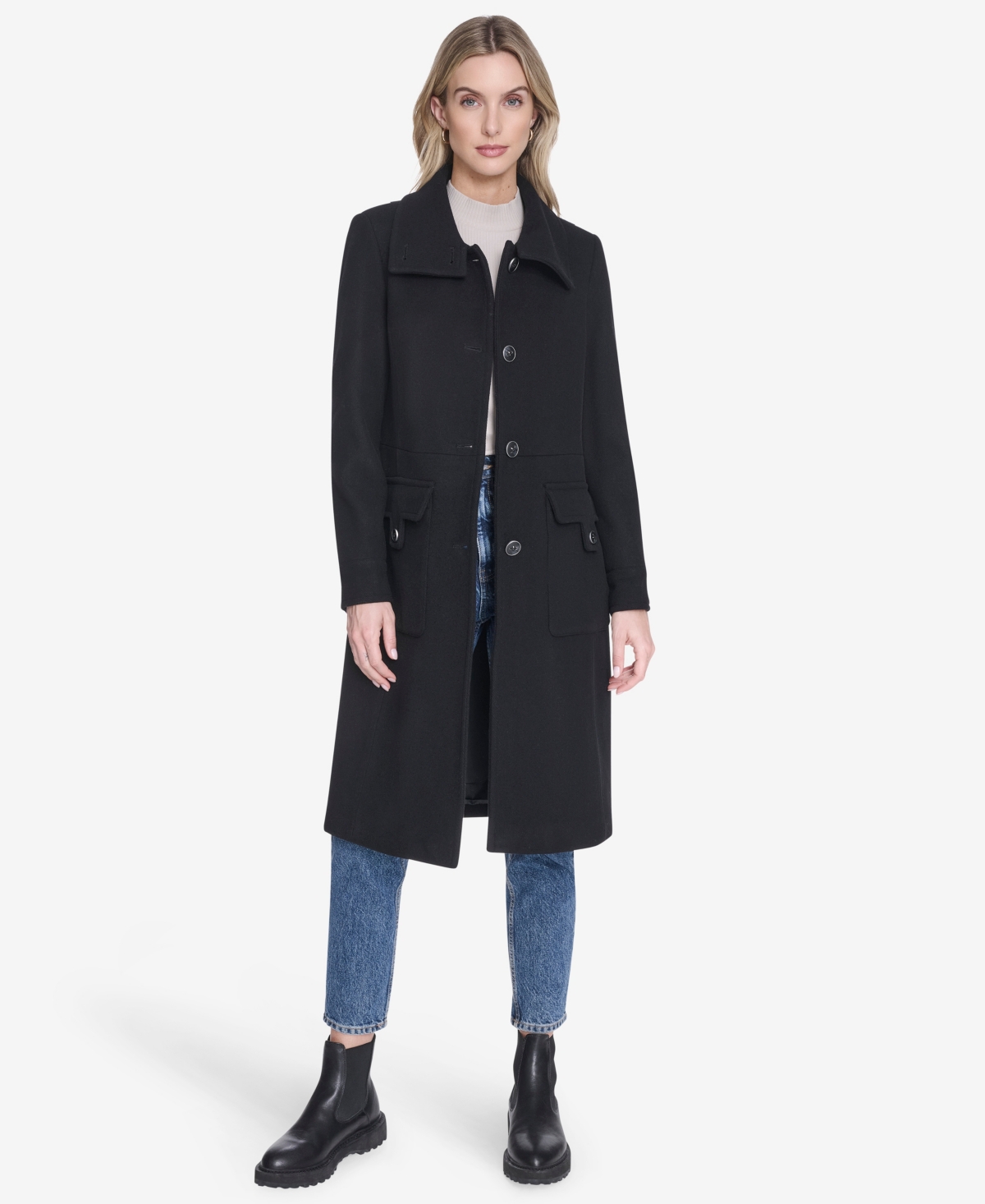 Andrew Marc Women's Almedia Sb Wool Twill Coat With Back Belt