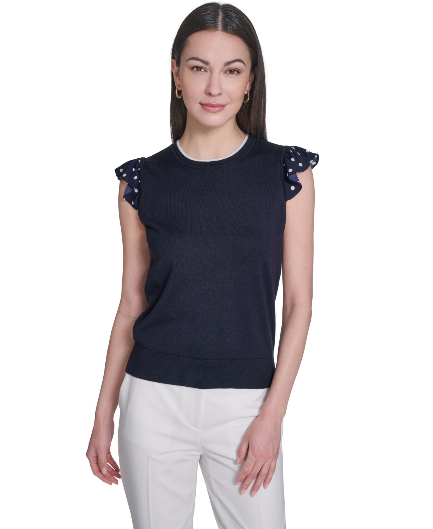 Women's Mixed Media Sleeveless Sweater