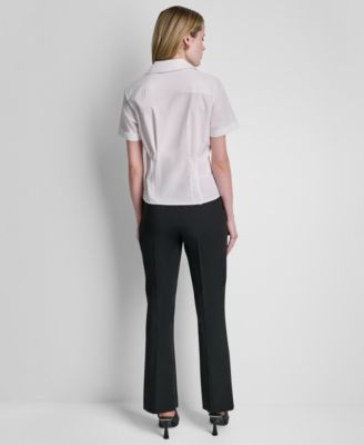 Petite Short-Sleeve Collared Blouse