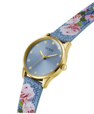Women's Floral Print Silicone Strap Analog Watch, 36mm