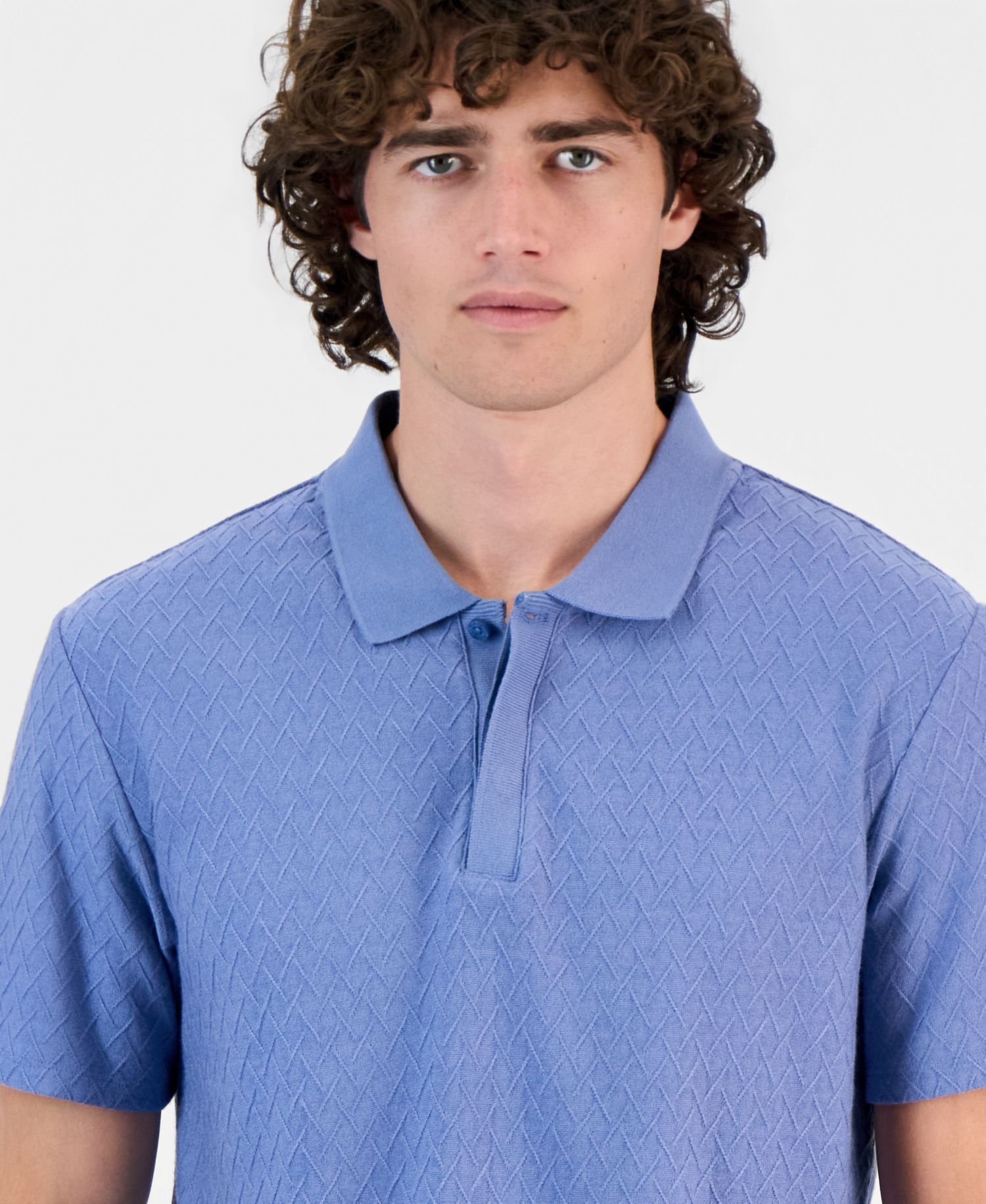 Men's Diagonal Texture Interlock Zip Polo