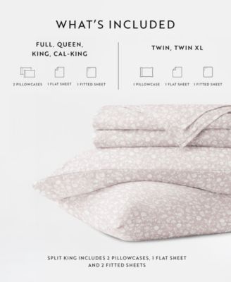 Long Staple 300-Thread Count Cotton Pattern 4-Pc. Sheet Set, Queen