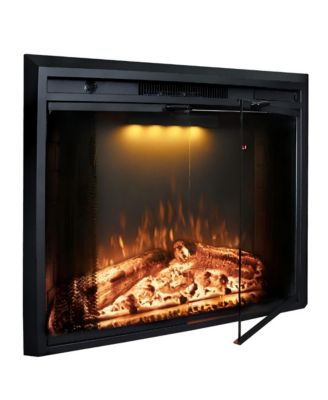 30" Recessed-in Realistic Flame Electric Fireplace with Adjustable Heat, Timer