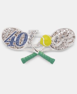 Boxed Silver-Tone Dynamic Tennis Racket Pin