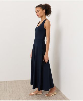 Women's Fit & Flare Open Back Maxi Dress Made With Organic Cotton