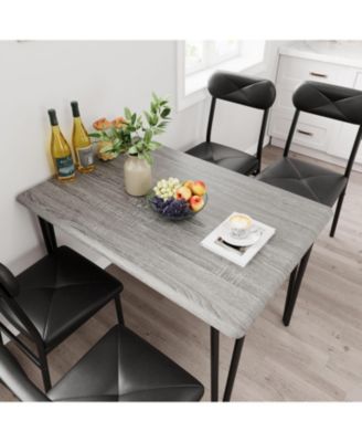 5-Piece Dining Table Set with Upholstered Chairs, Space-Saving Kitchen Table for Small Spaces