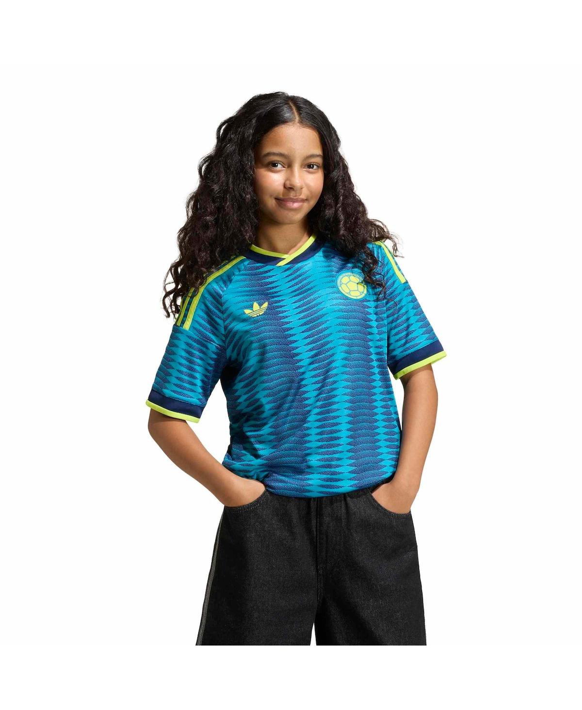 Детская реплика гостевой формы сборной Колумбии adidas FIFA World Cup 2026, бирюзовая — фото 2