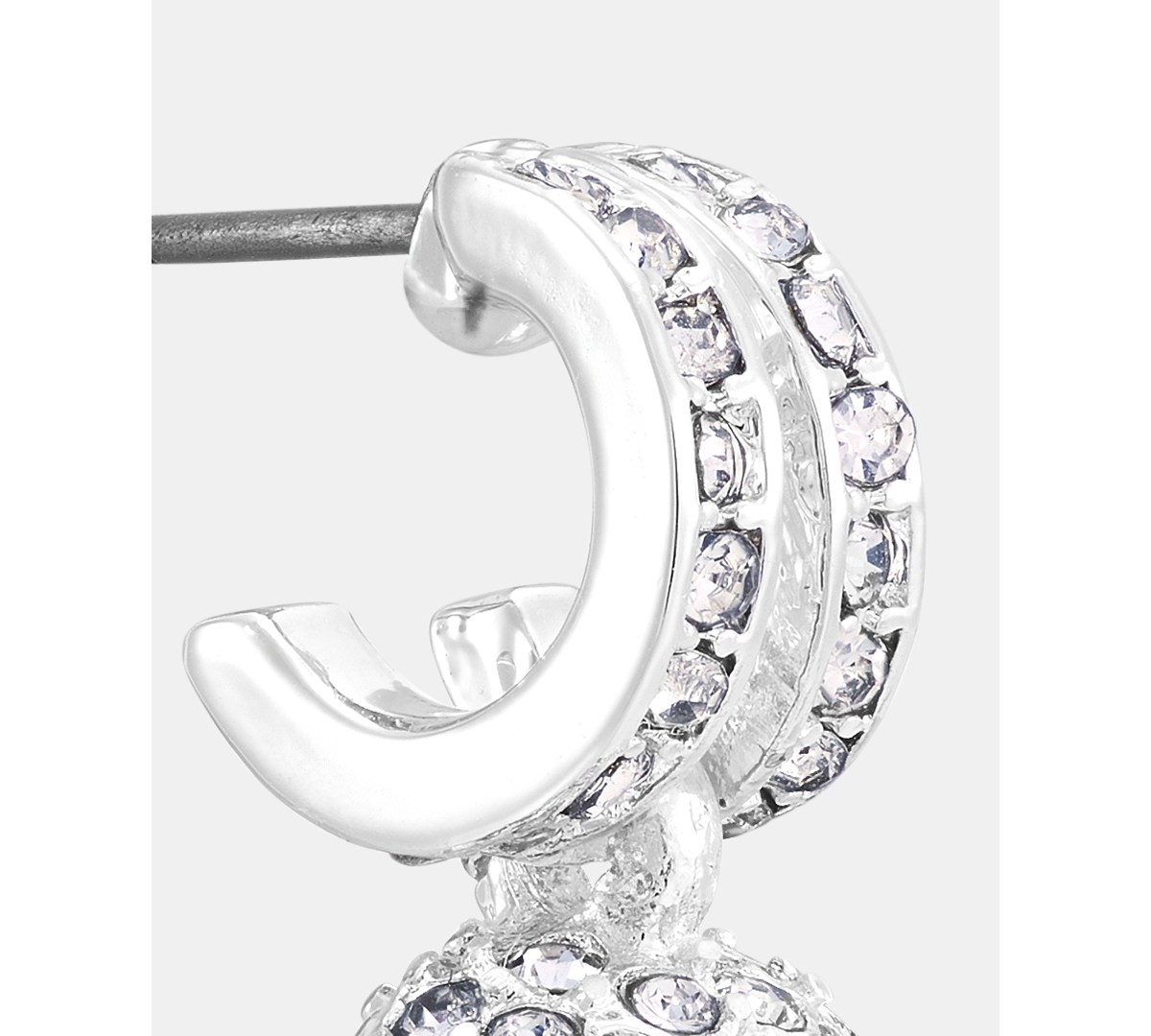 Anne Klein Silver-Tone Huggie Imitation Pearl Stone Drop Earrings