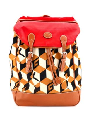 Interlocking G Patch Flap Buckle Backpack Printed Nylon and GG Coated Canvas