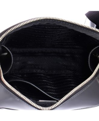 Small Brique Camera Crossbody Bag Tessuto and Spazzolato Leather